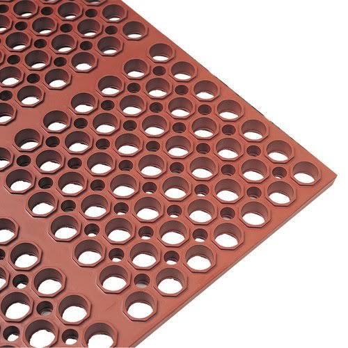 Red Grease-Resistant Rubber Anti-Fatigue Floor Mat W993222