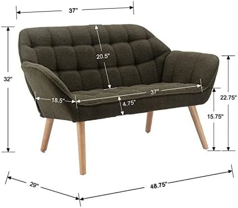 Small 2-Seat Cream Velvet Loveseat with Gold Legs A64193