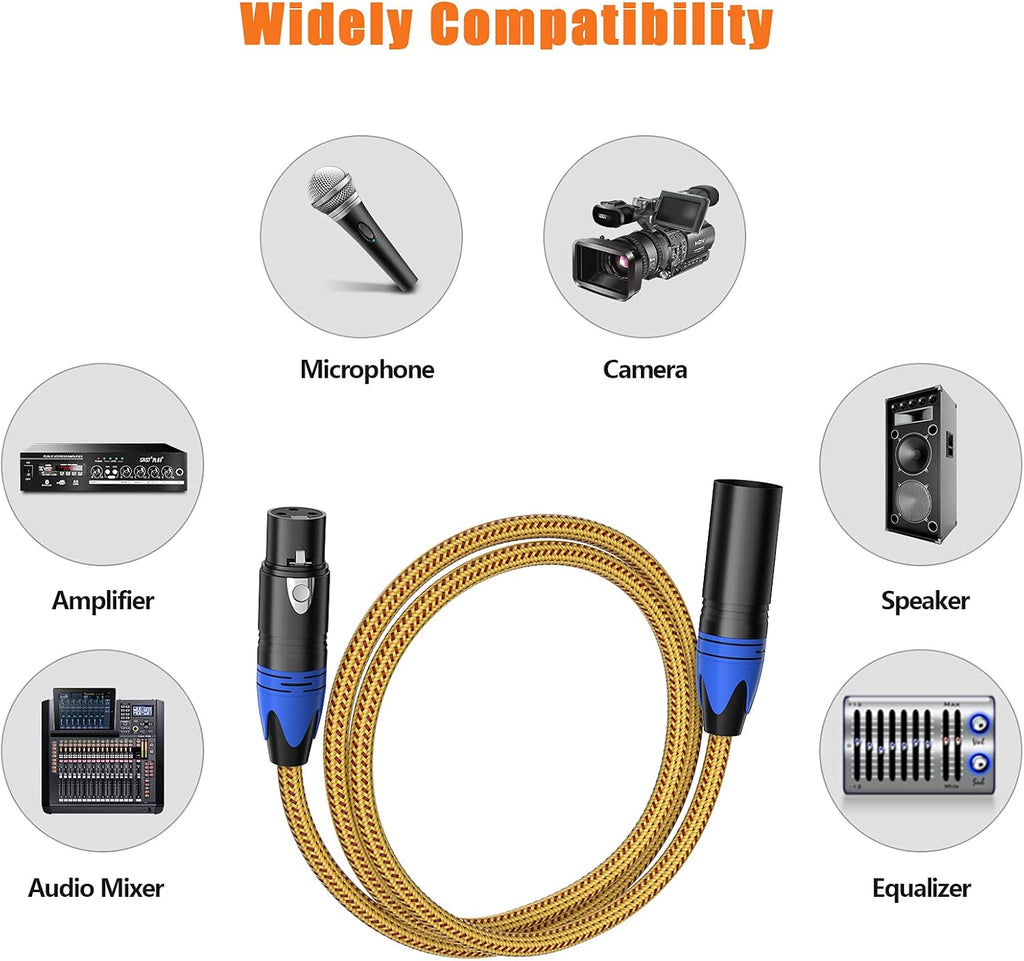 XLR Cable 6ft 10Pack Nylon Braided Microphone Cable V522