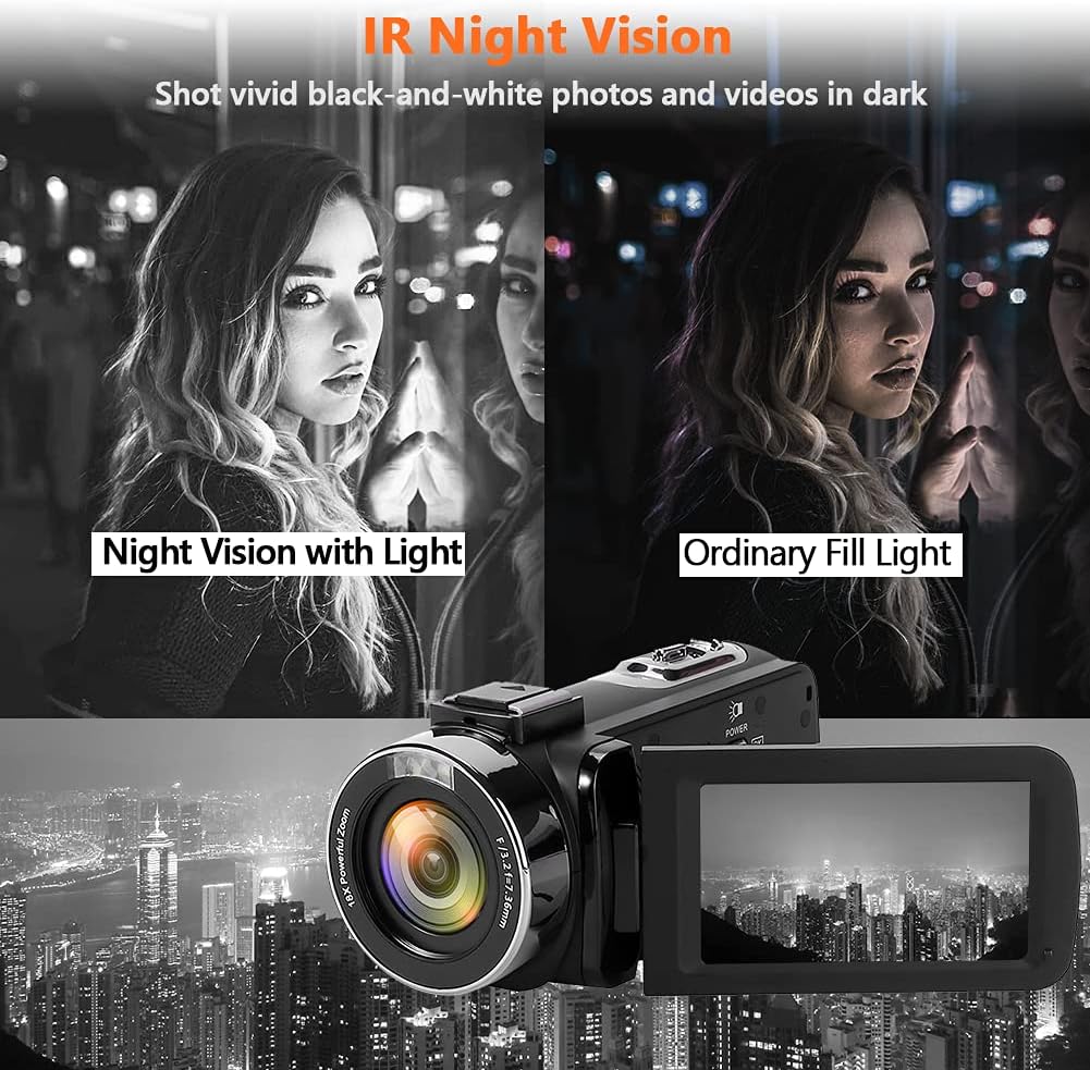 4K 48MP WiFi Camcorder with Touch Screen IR Night Vision F1710