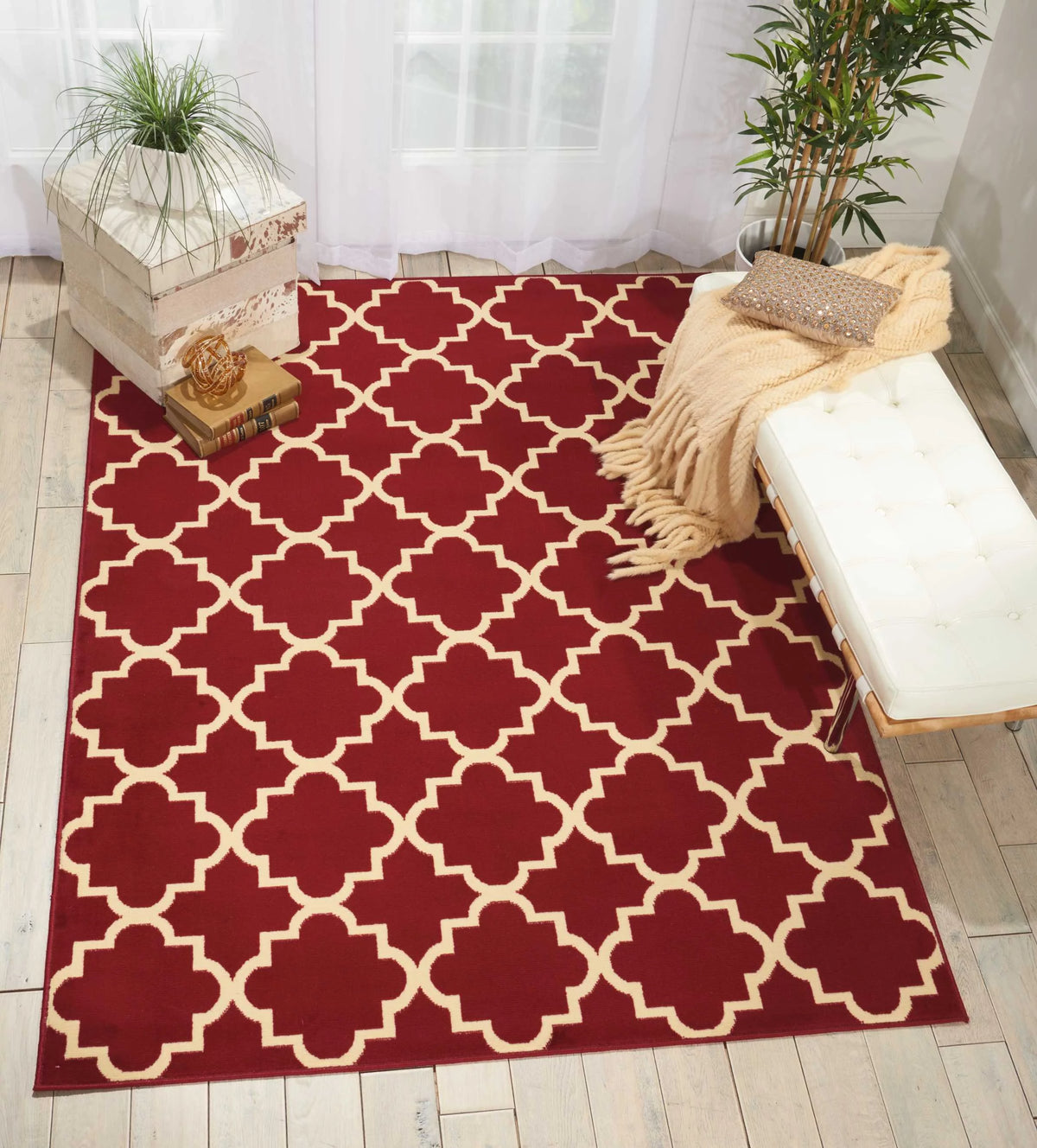 Red Moroccan Trellis Area Rug O28791