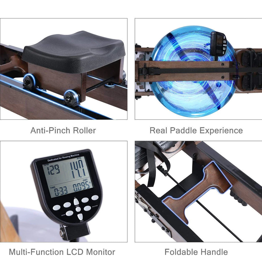 Foldable Solid Wood Water Rowing Machine With LCD Monitor E212528