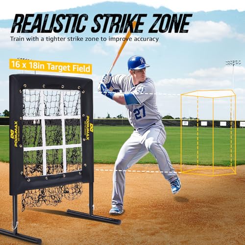 9 Hole Baseball Pitching Net with Carry Bag X493559