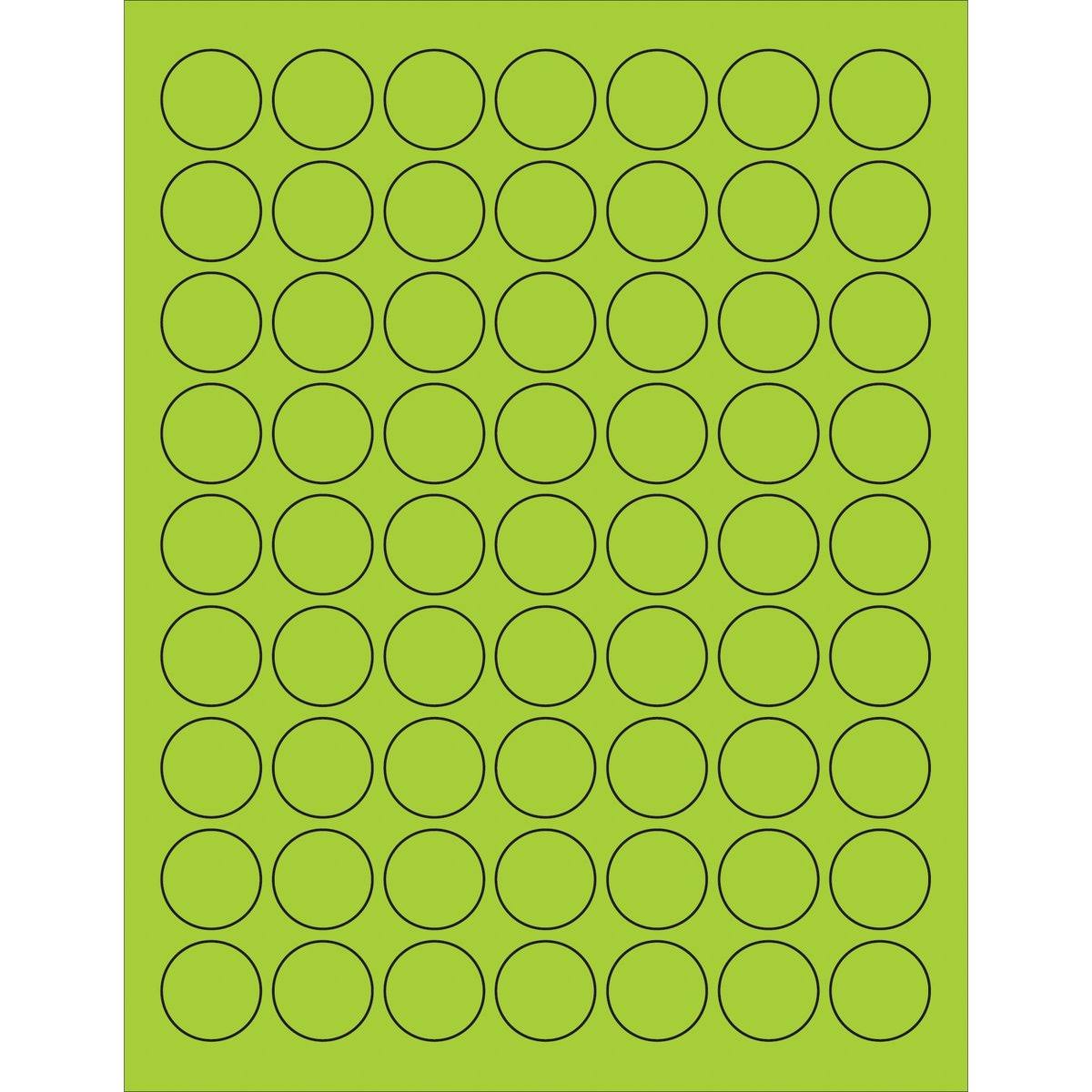 Fluorescent Green Circle Laser Labels, 6300/Case U643
