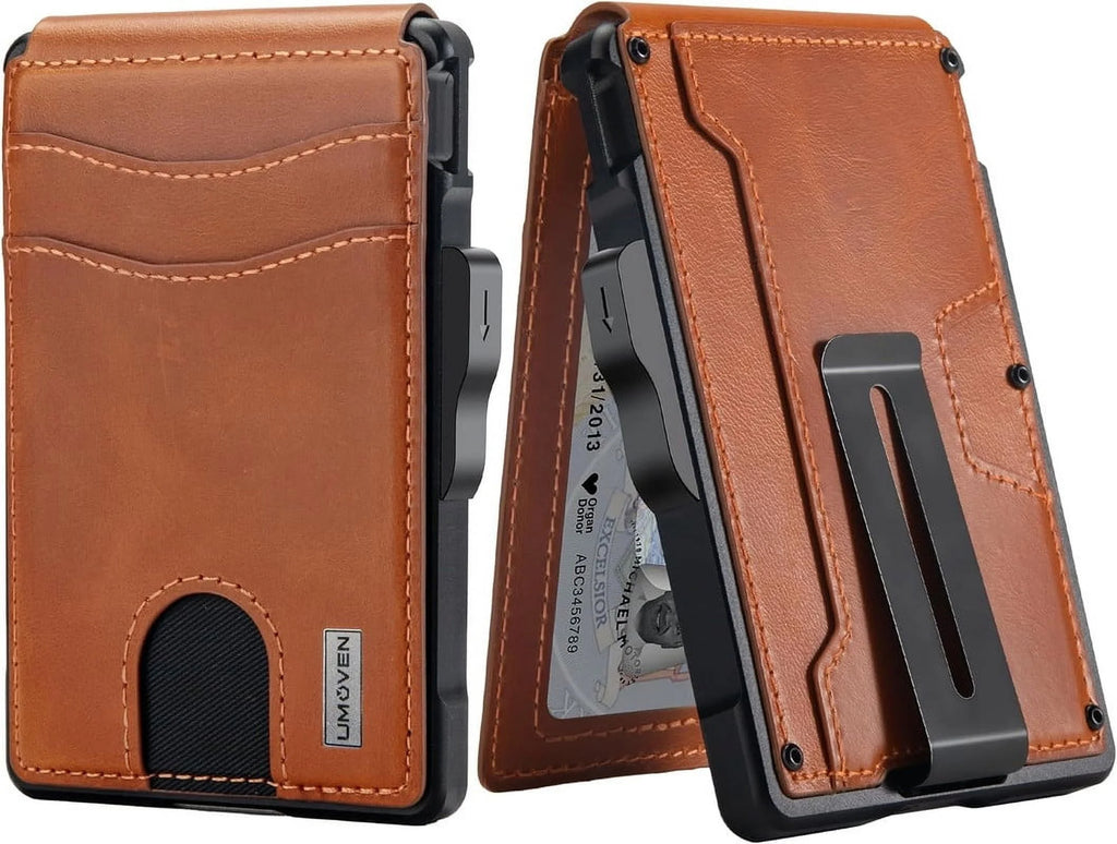 Slim Leather Bifold Wallet with Money Clip B4221