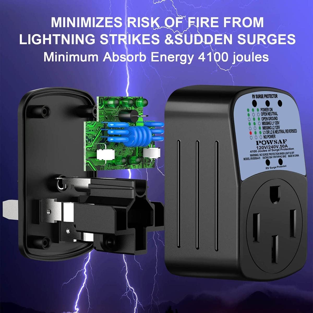 50 Amp RV Surge Protector, 4100 Joules, Pack of 2 Q80020