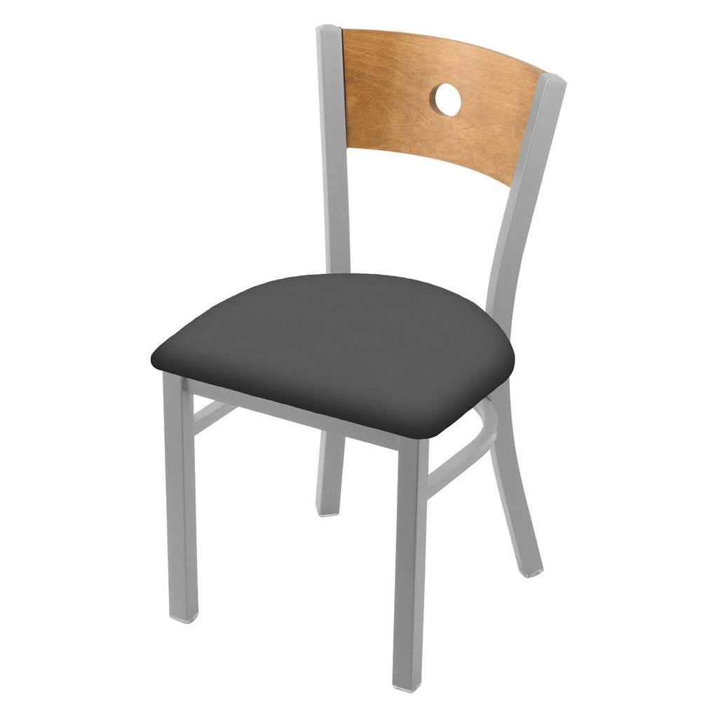 Pewter Finish Medium Grey Seat Natural Maple Back Chair E762985