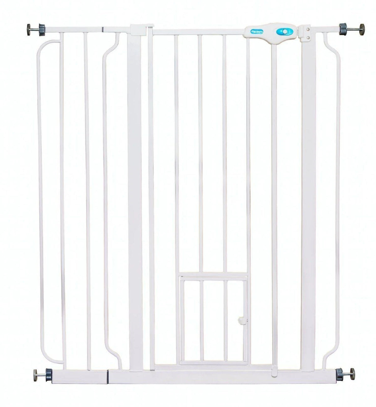 White Extra Tall Pet Gate with Small Pet Door R8836