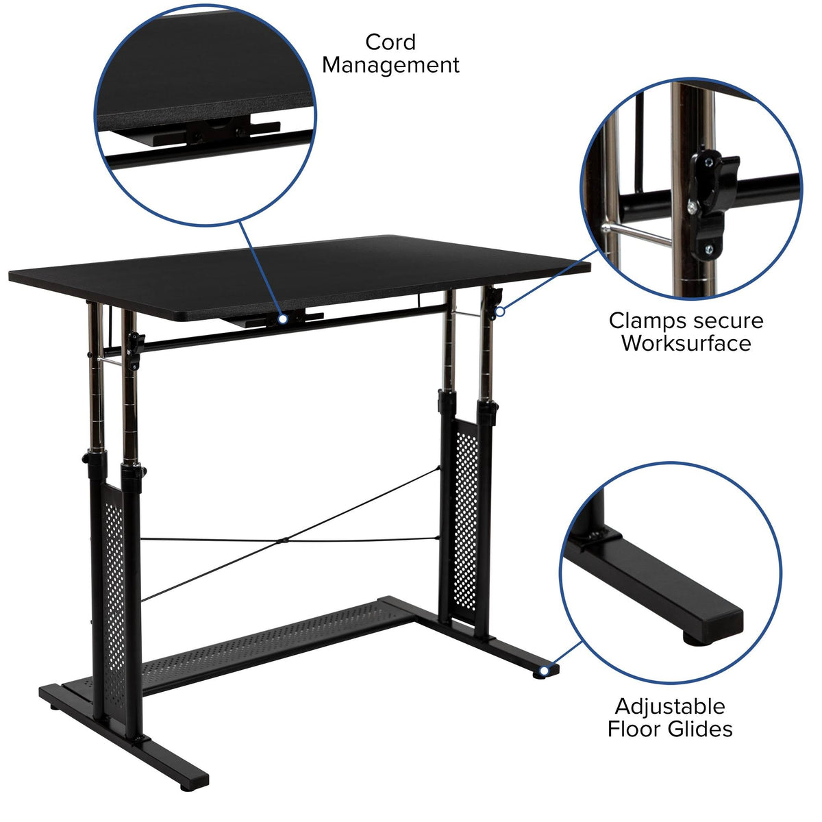 Black Rectangular Sit/Standing Desk H564533