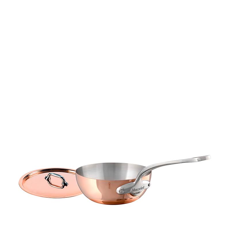 Copper Curved Splayed Saute Pan with Lid, 1.1-Quart Z620909