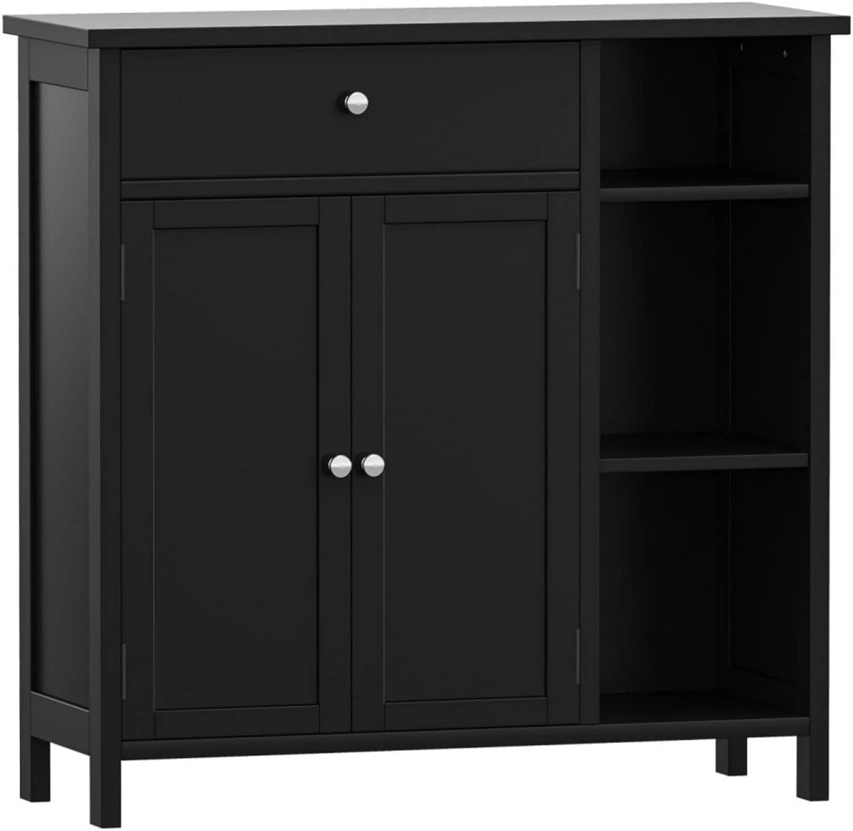 Black Freestanding Bathroom Cabinet with Drawer and Adjustable Shelf P582