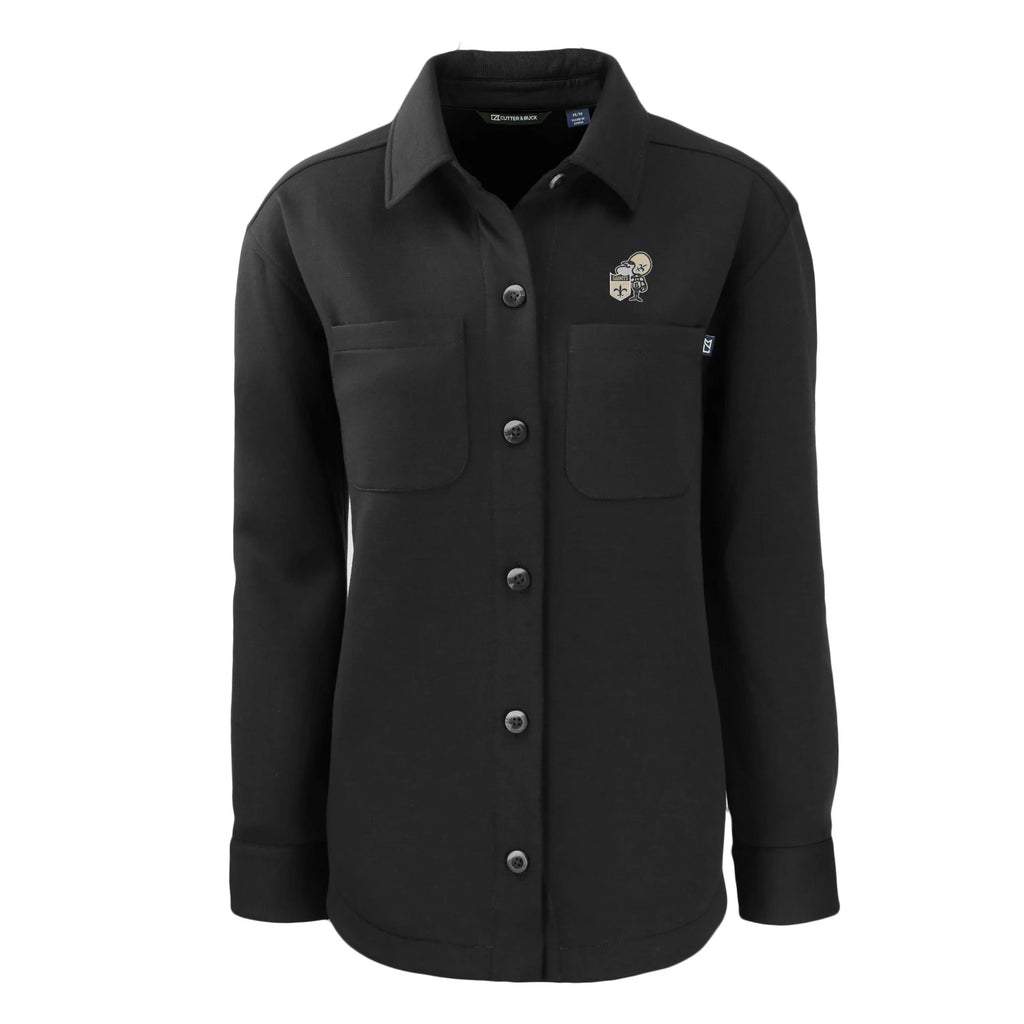 Women's Black Eco Knit Full-Snap Shacket S1937