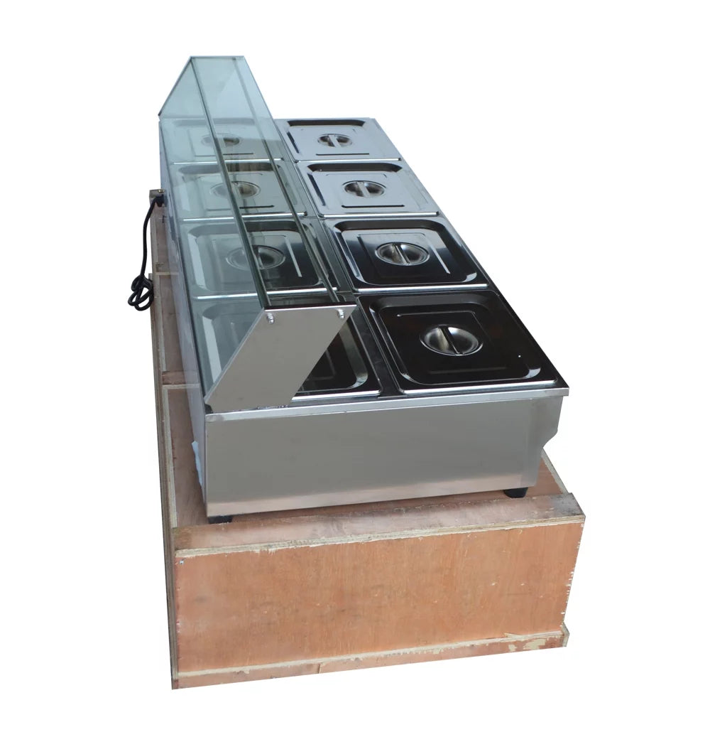 8-Pan Bain-marie Buffet Food Warmer with Glass Guard E99349