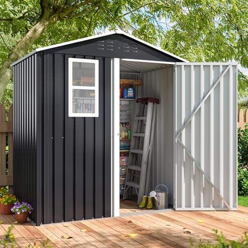 Grey Metal Outdoor Storage Shed T202353