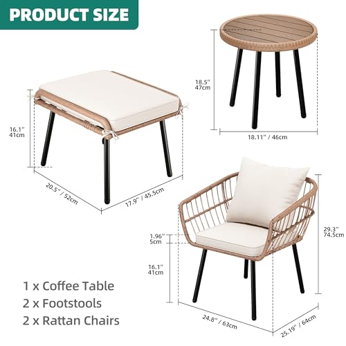 3 Piece Wicker Bistro Set with Cushions I782