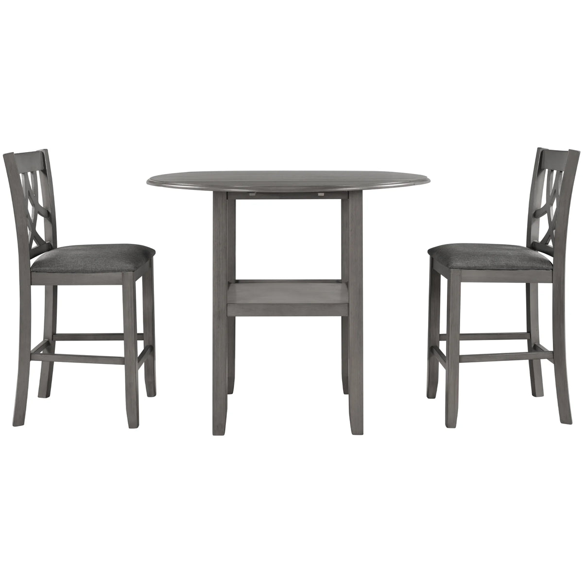 3 Piece Round Drop Leaf Dining Table Set with 2 Chairs A430870