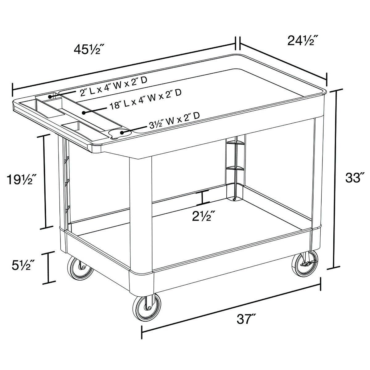 Black Heavy-Duty 2 Shelf Utility Cart L809225