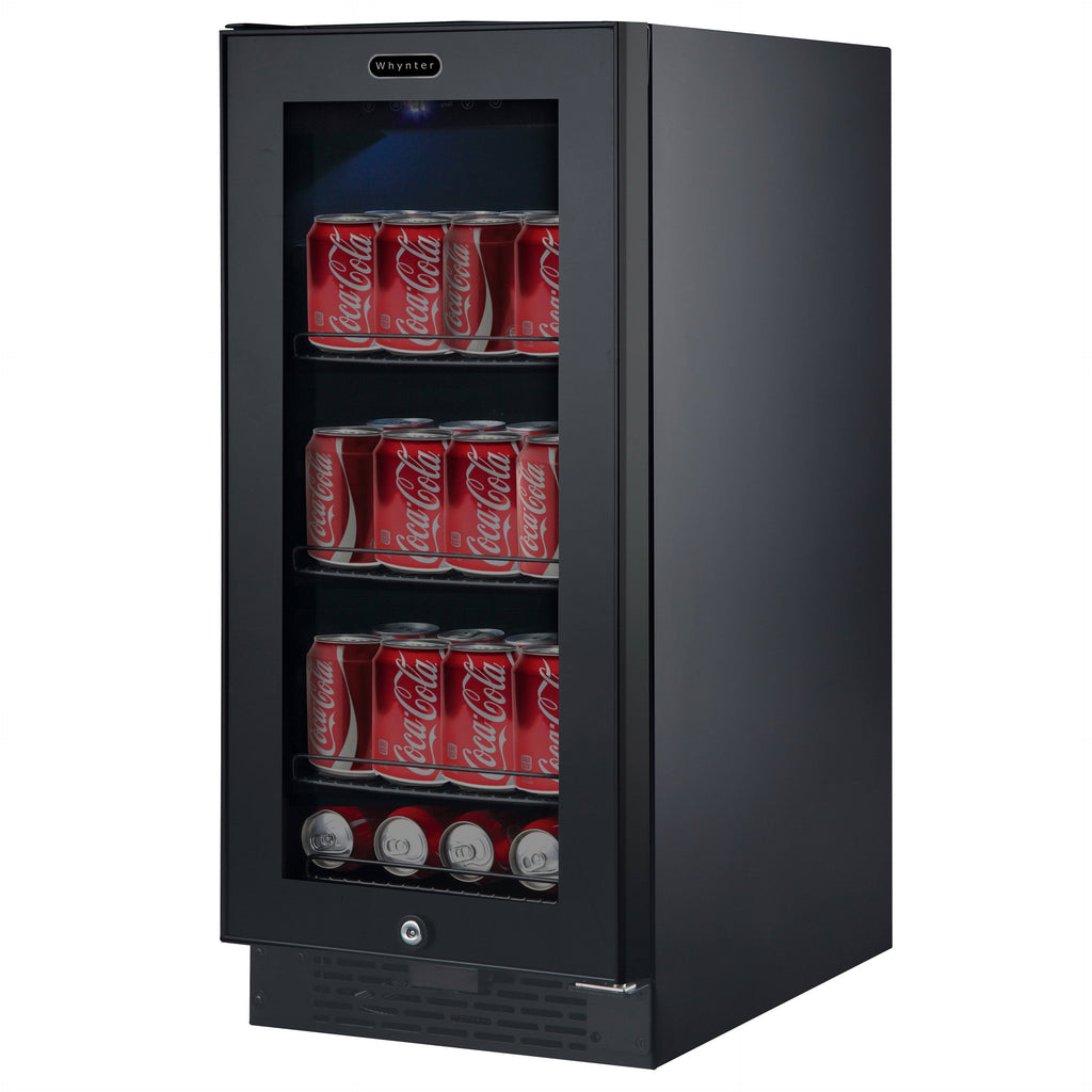 Black Glass 80-Can 3.4 Cu ft. Beverage Refrigerator M129539