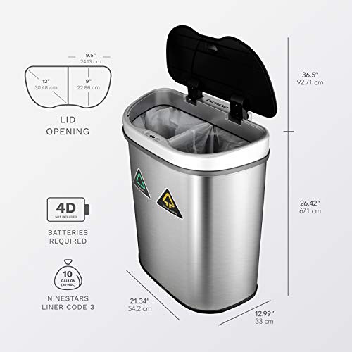 Automatic Touchless Motion Sensor 18.5 Gal. Stainless Steel Trash Can H56311