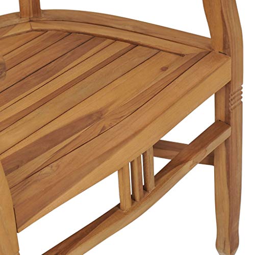 2 pcs Solid Teak Wood Patio Dining Chairs with Backrest and Armrest C859