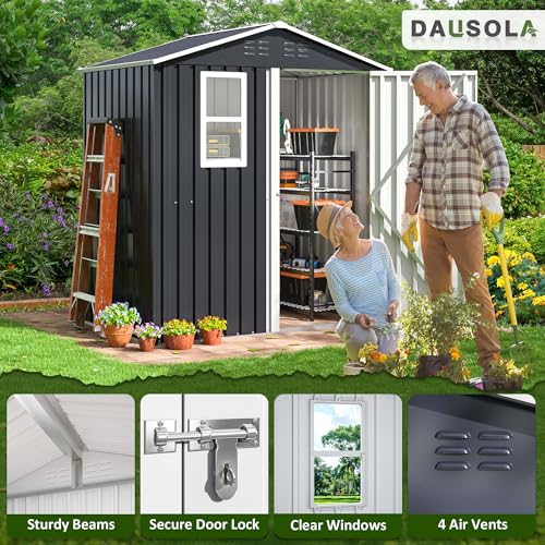 Grey Metal Outdoor Storage Shed T202353