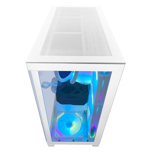 White Gaming PC Desktop Computer with AMD Ryzen 7 5700X, RTX 4060 8G, 32GB DDR4 RAM, 1TB M.2 PCIE + 2TB SATA SSD, Windows 11 Pro B291