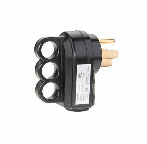 50 AMP 125V/250V 4 Prong Black Electrical Plug E361