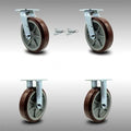 8 inch Polyurethane Caster Set with Roller Bearings 2 Swivel Lock 2 Rigid J797076