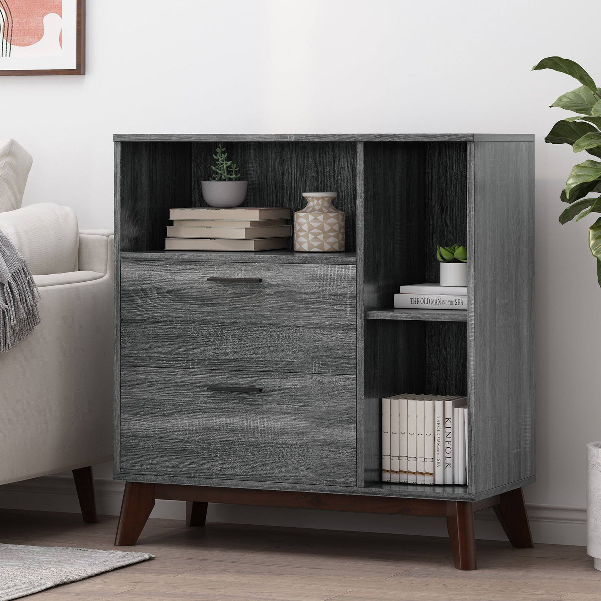 2 Drawer Cabinet Sonoma Gray Oak/Walnut M69875