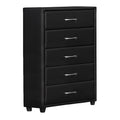 Black 5 Drawer Leatherette Wooden Frame Chest with Tapered Legs S70976
