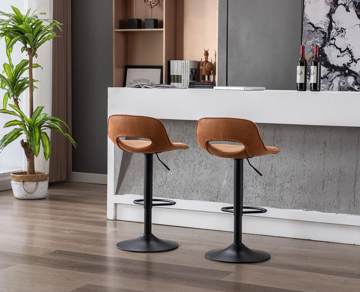 Modern Swivel Leather Bar Stools Set of 2 S638789