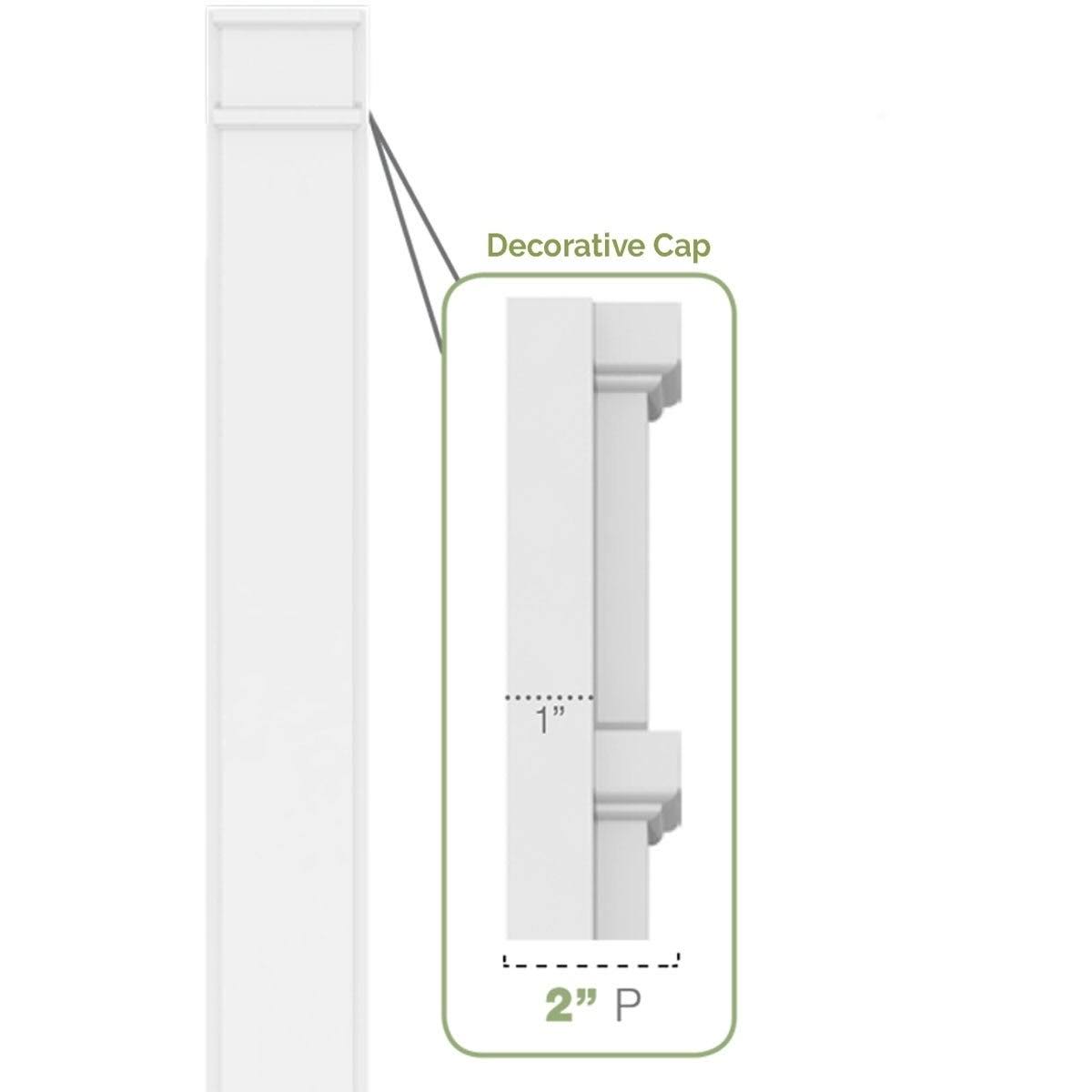 10x22W x 108x22H x 2x22P Two Equal Flat Panel PVC Pilaster with Decorative Capital & Base (Pair) R467