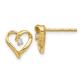 14k Yellow Gold Diamond Heart Stud Earrings G94754