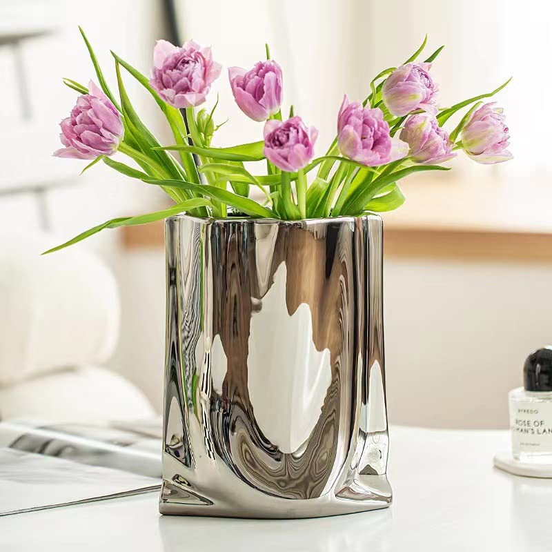 Sliver Ceramic Vase 7.9 Inch Tall Flower Vase H637921