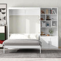 White Full Size Murphy Bed with Storage Cabinet and Shelves C692627