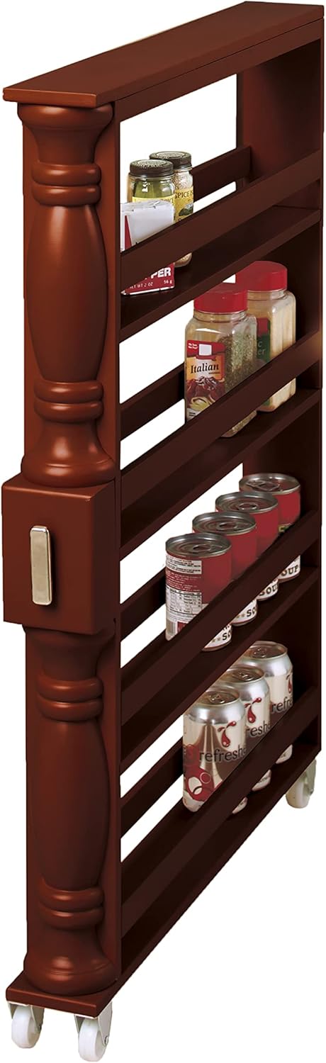 Natural Slim Rolling Kitchen Cart Q920