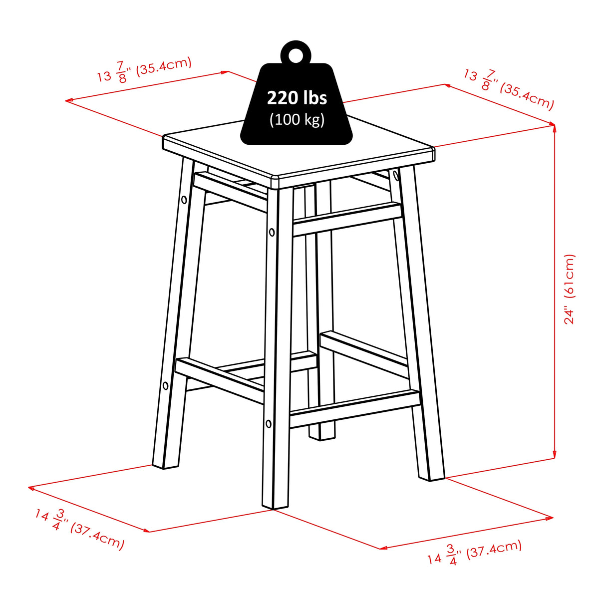 24" Square Seat Counter Stool C71390