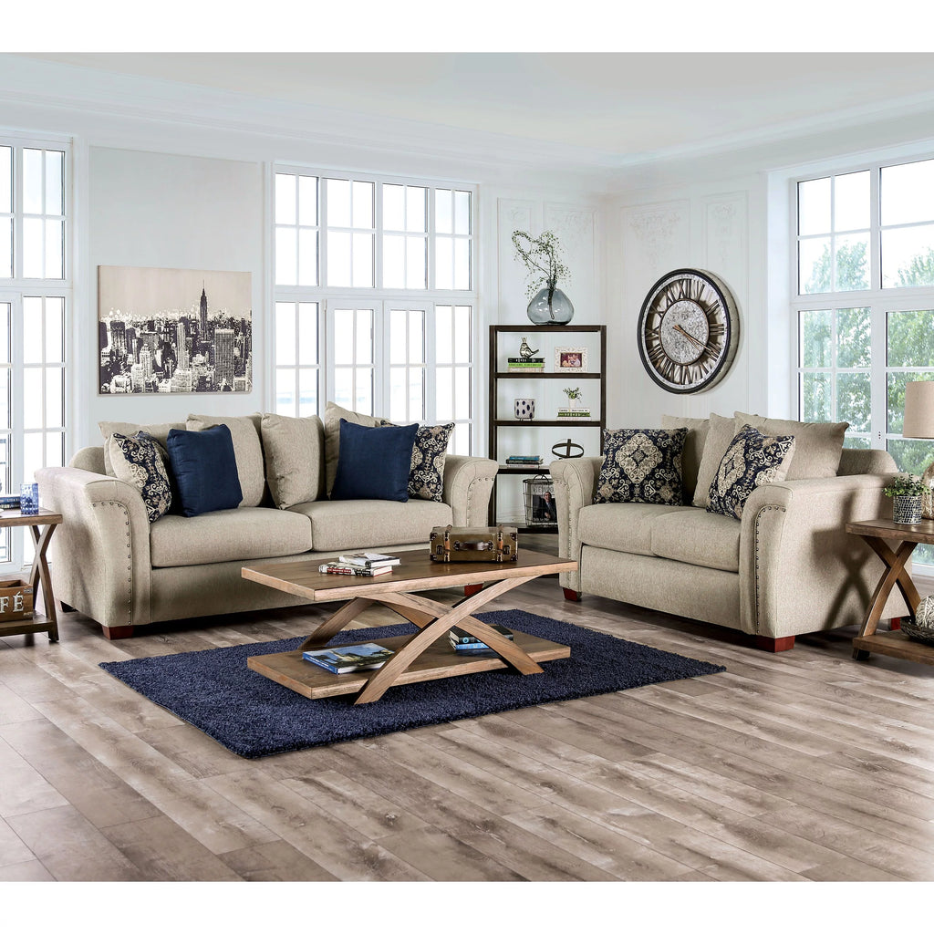 Traditional Fabric Upholstered 2-Piece Sofa Set Y413495