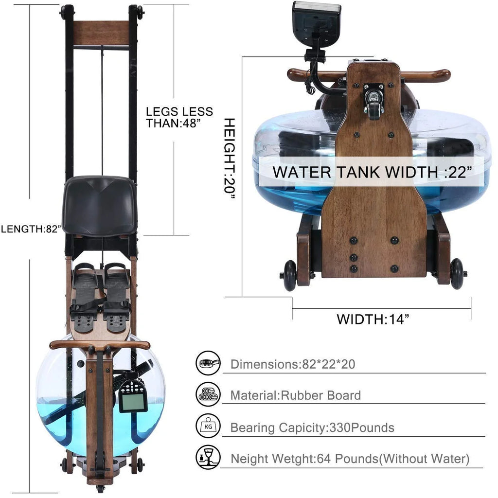 Foldable Solid Wood Water Rowing Machine With LCD Monitor E212528