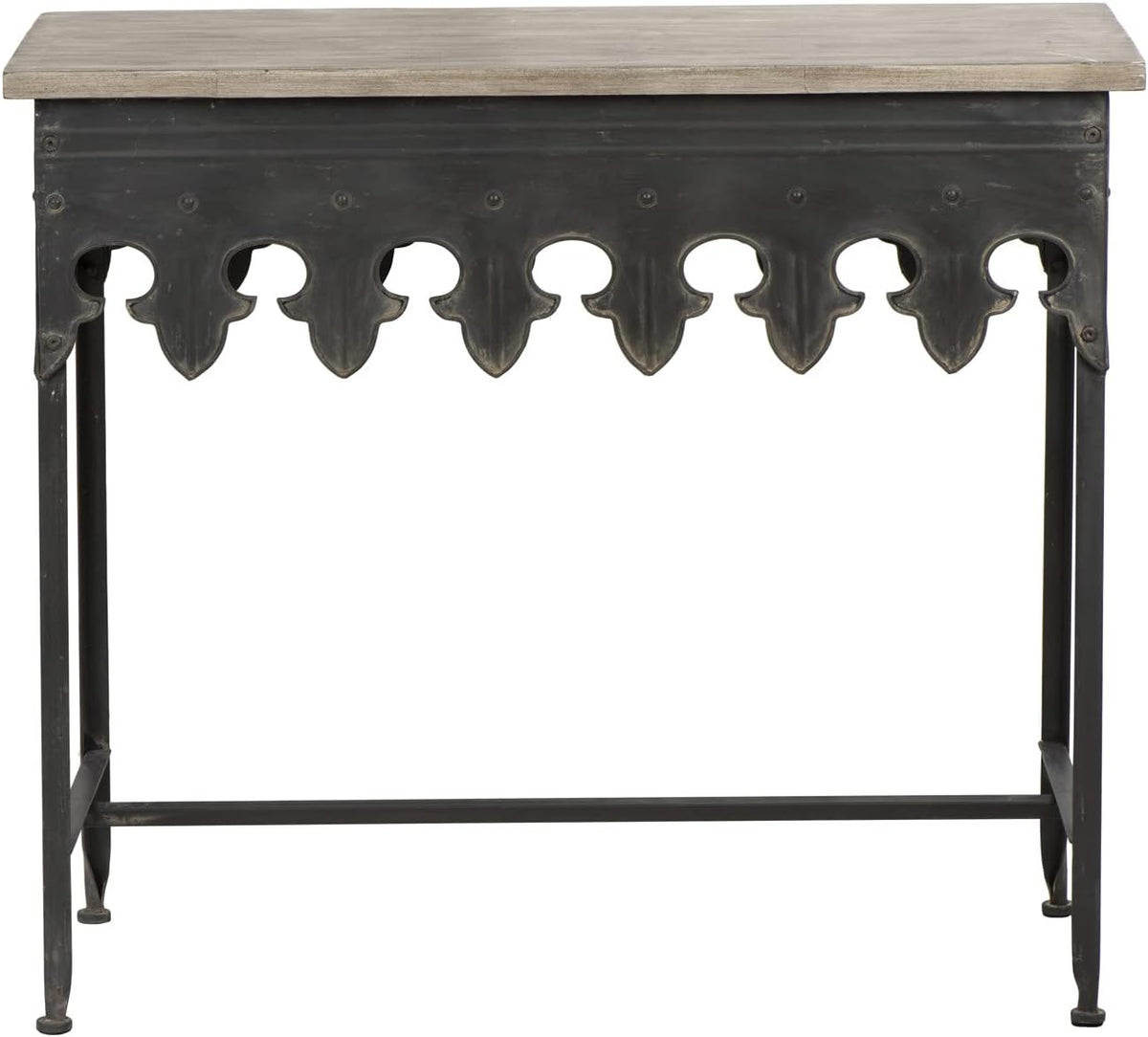 Metal Scalloped Edge Table Wood Top W4687
