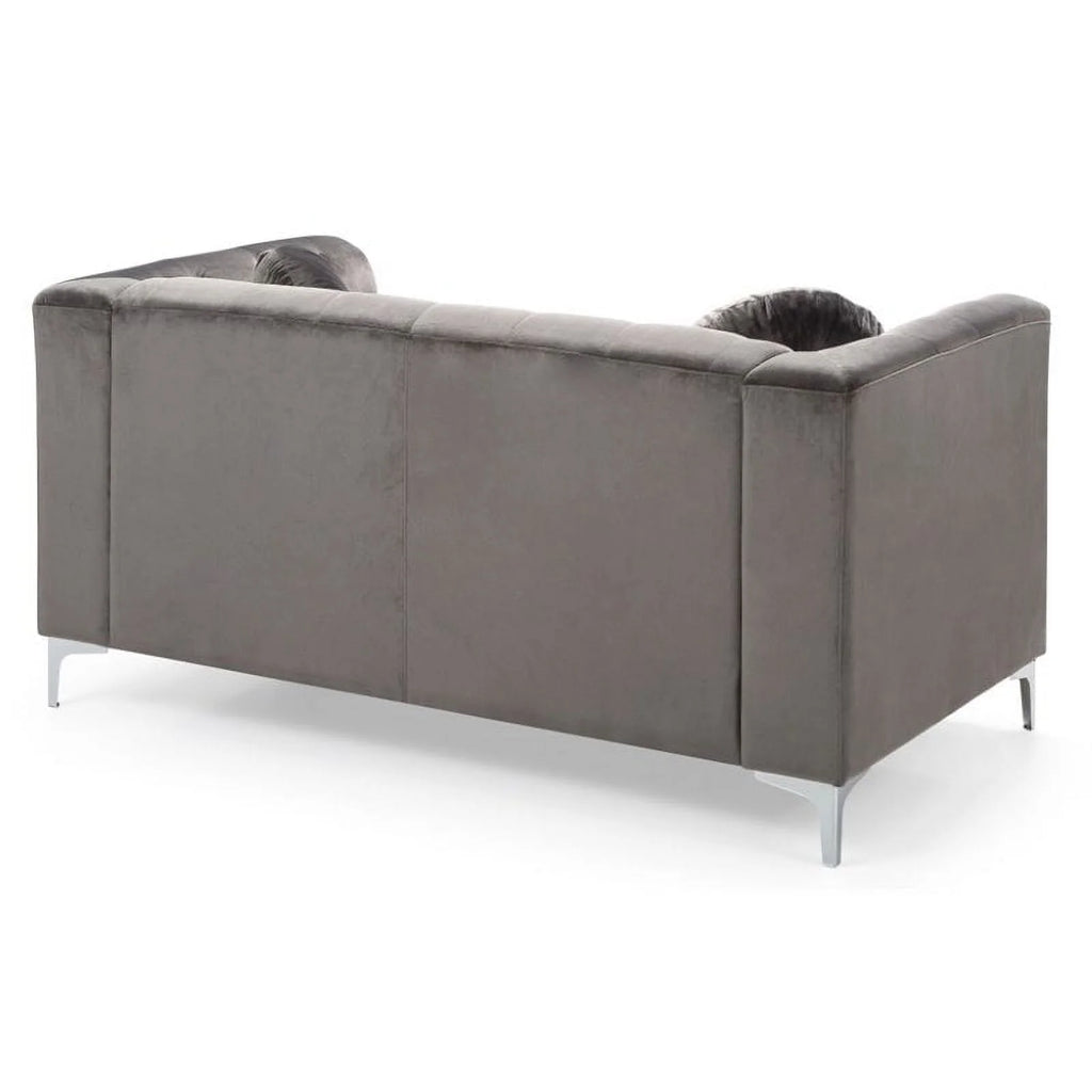 Dark Gray Velvet Sofa and Loveseat 2-Piece Set S336