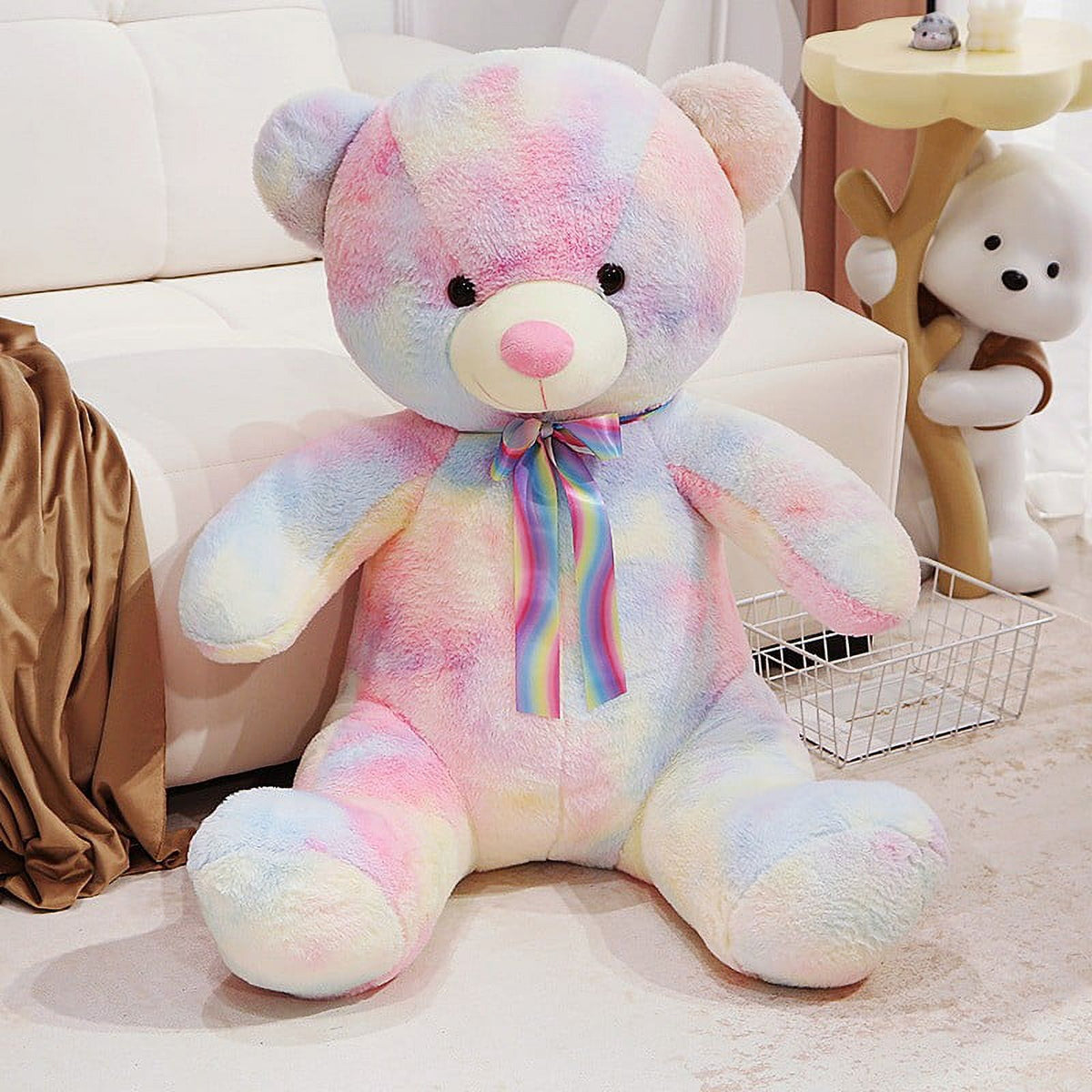 Colorful Ribbon Bear Plush Toy Doll P843787