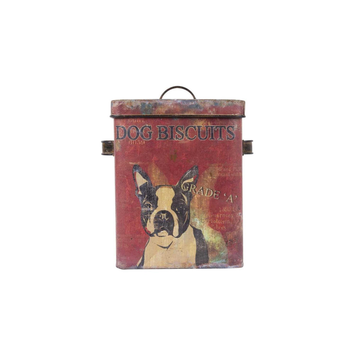 Vintage Tin Dog Biscuit Container with Boston Terrier M208374