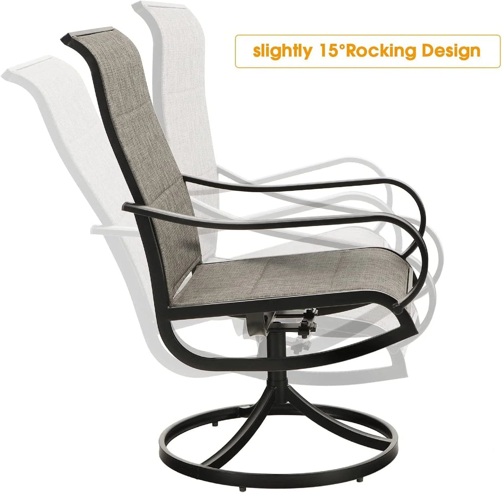 9 Piece Patio Dining Set with Padded Textilene Swivel Chairs and Expandable Table W946036