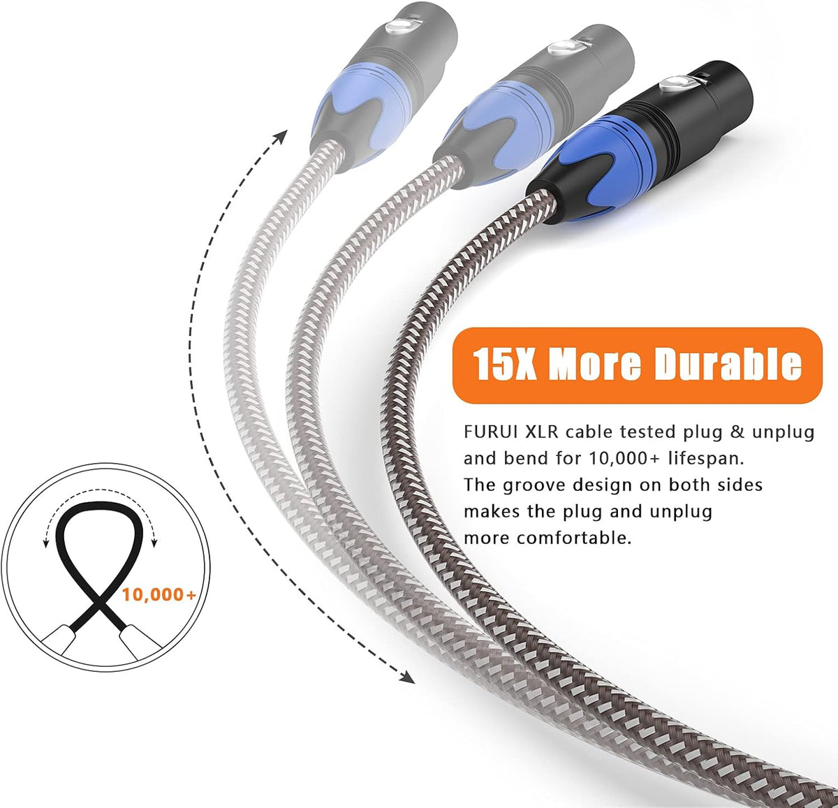 XLR Cable 6ft 10Pack Nylon Braided Microphone Cable V522