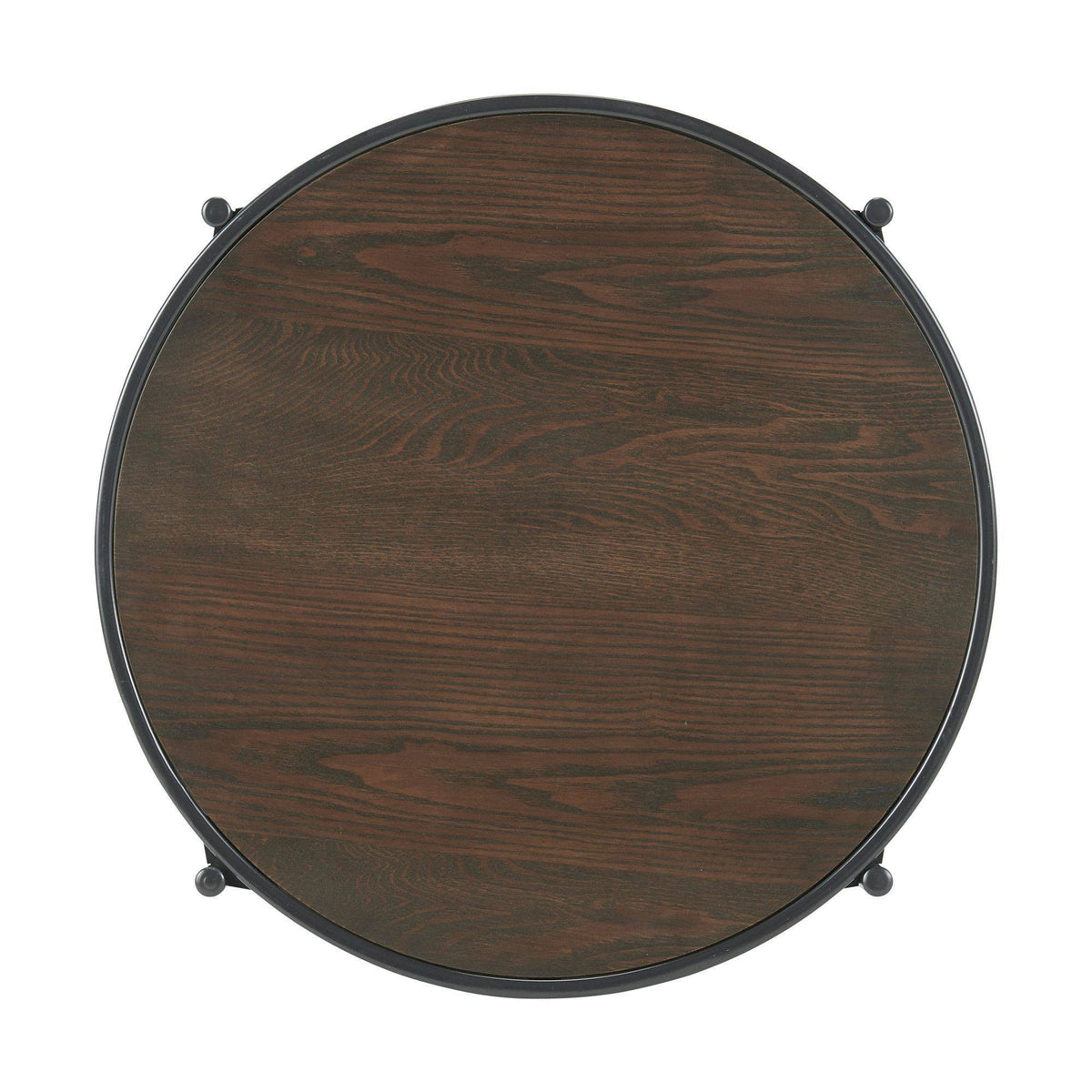 Round End Table with Wooden Top - Brown F97084