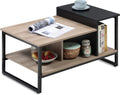 Lift Top Coffee Table with 2-Level Tabletop, Industrial Wood Coffee Table with Metal, 31.5" U3950