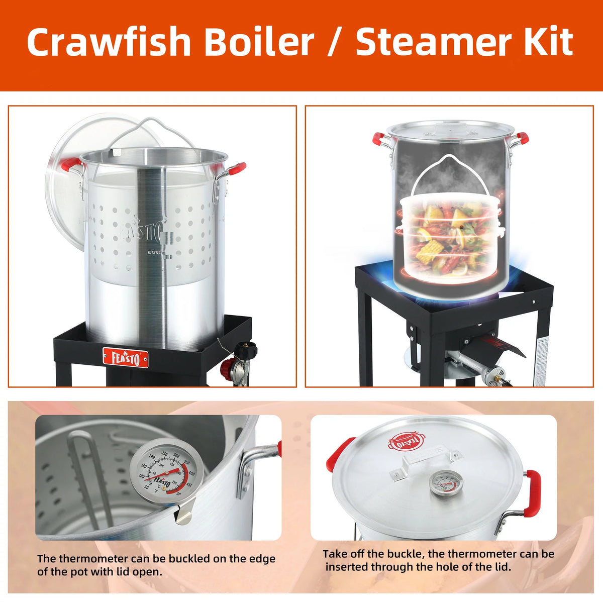 30QT Aluminum Turkey Fryer Seafood Boiler Set B9526