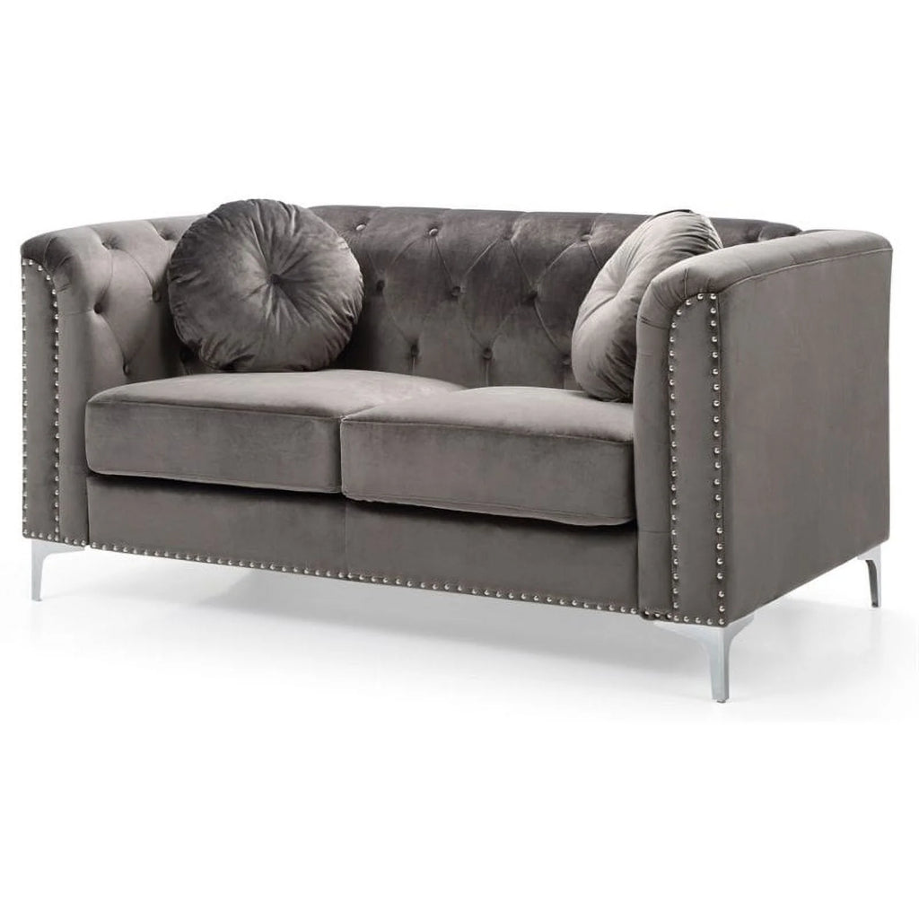 Dark Gray Velvet Sofa and Loveseat 2-Piece Set S336