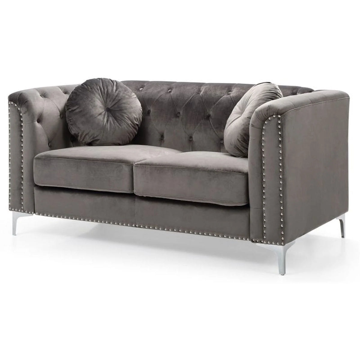 Dark Gray Velvet Sofa and Loveseat 2-Piece Set S336